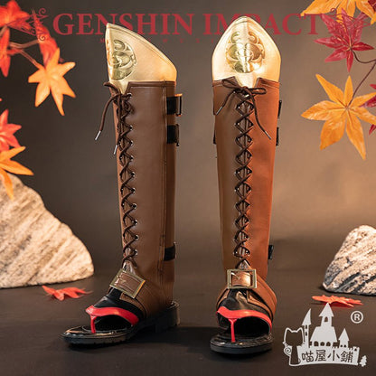 Genshin Impact Thoma Cosplay Shoes Brown Boots 18672:411229