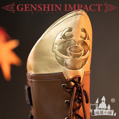 Genshin Impact Thoma Cosplay Shoes Brown Boots 18672:411233
