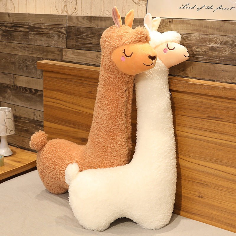 Giant White Brown Alpaca Plush Pillow Stuffed Animal Toy - TOY-PLU-85201 - Yangzhoumeixuan - 42shops