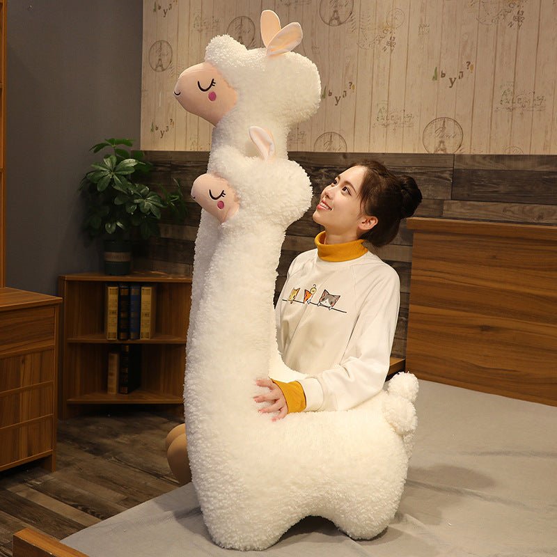 Giant White Brown Alpaca Plush Pillow Stuffed Animal Toy - TOY-PLU-85204 - Yangzhoumeixuan - 42shops