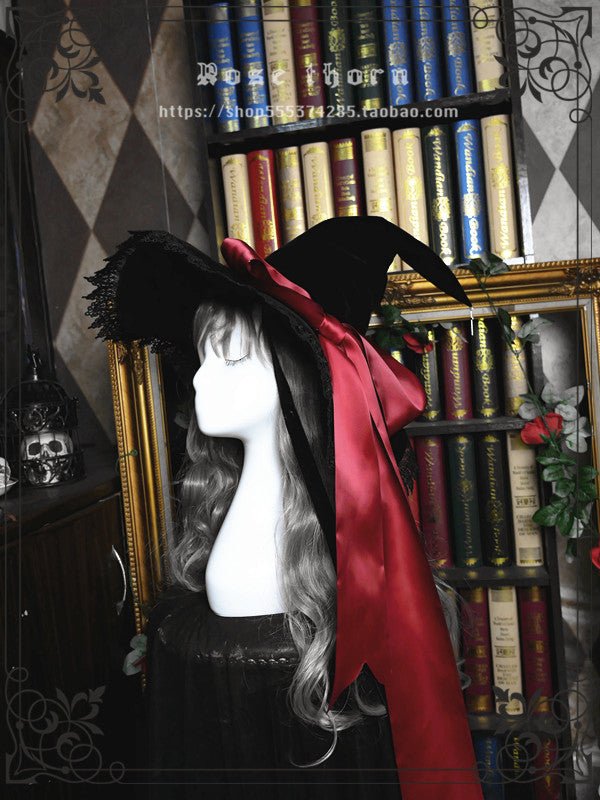 Halloween Dark Gothic 12 Color Witch Hat Multiple Color Woman Hat - TOY-ACC-61713 - Rose thorn - 42shops