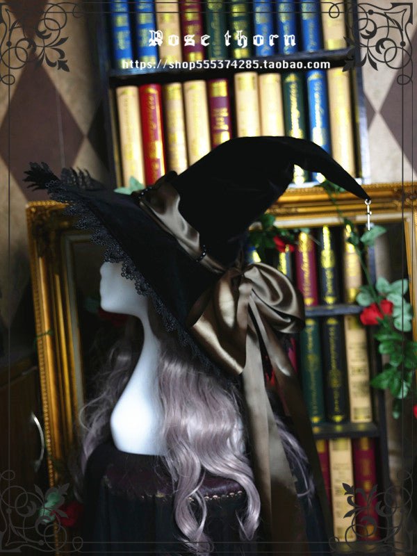 Halloween Dark Gothic 12 Color Witch Hat Multiple Color Woman Hat - TOY-ACC-61712 - Rose thorn - 42shops