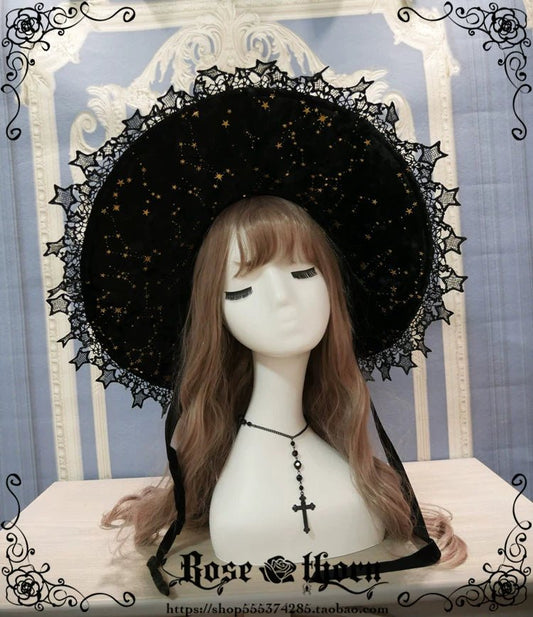 Halloween Dark Gothic 5-color Gilded Rhinestone Gorgeous Witch Hat - TOY-PLU-139201 - Rose thorn - 42shops