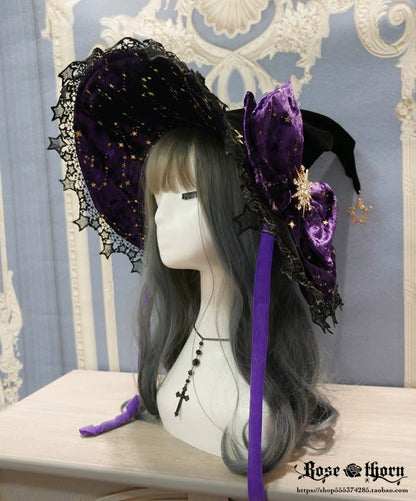 Halloween Dark Gothic 5-color Gilded Rhinestone Gorgeous Witch Hat 21268:351239