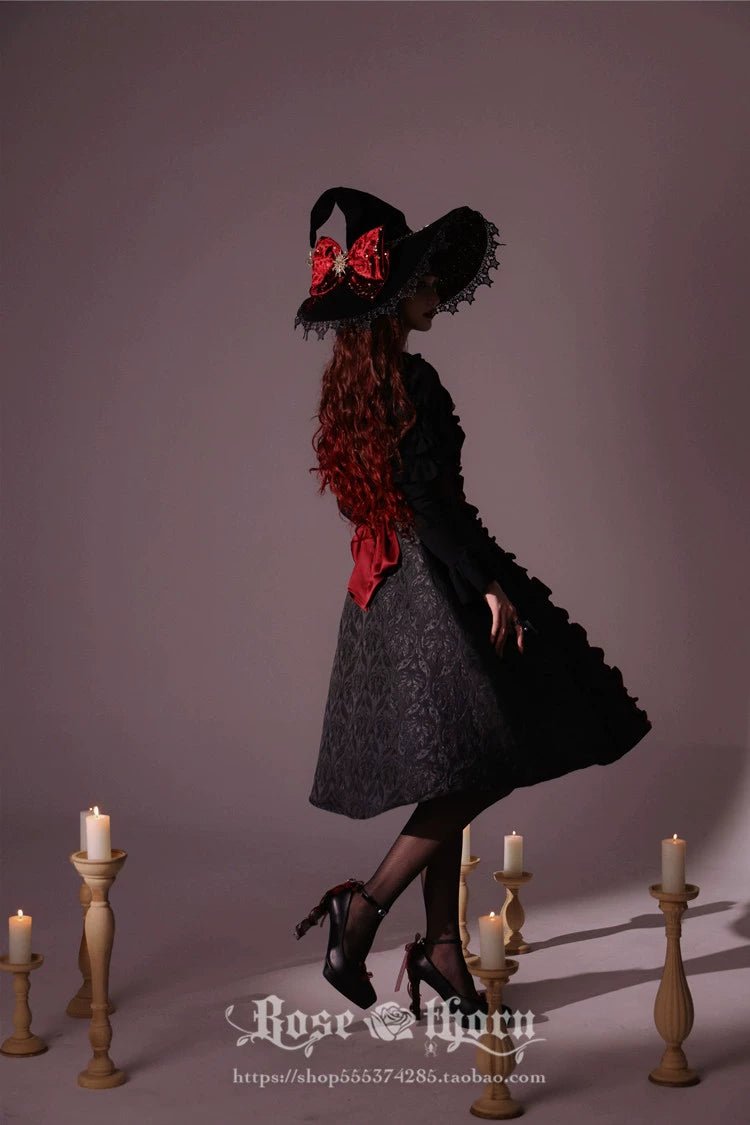 Halloween Dark Gothic 5-color Gilded Rhinestone Gorgeous Witch Hat 21268:351283