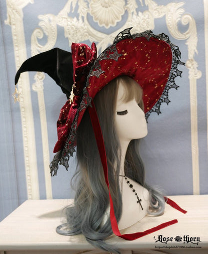 Halloween Dark Gothic 5-color Gilded Rhinestone Gorgeous Witch Hat 21268:351237