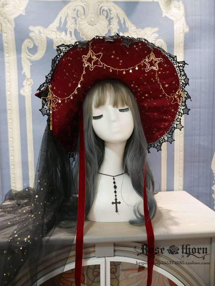 Halloween Dark Gothic 5-color Gilded Rhinestone Gorgeous Witch Hat 21268:351247