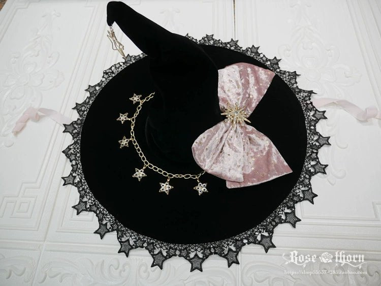 Halloween Dark Gothic 5-color Gilded Rhinestone Gorgeous Witch Hat 21268:351273
