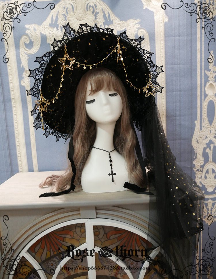Halloween Dark Gothic 5-color Gilded Rhinestone Gorgeous Witch Hat 21268:351233