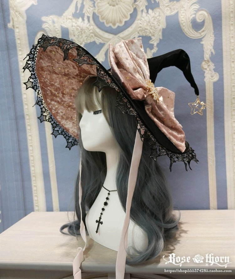 Halloween Dark Gothic 5-color Gilded Rhinestone Gorgeous Witch Hat 21268:351231