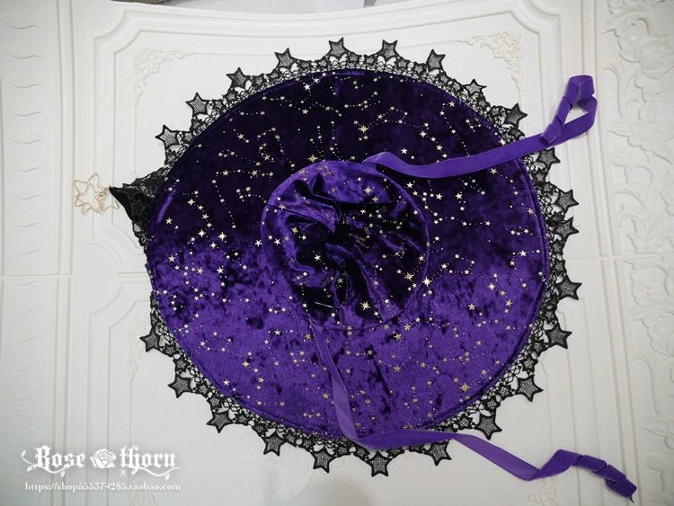 Halloween Dark Gothic 5-color Gilded Rhinestone Gorgeous Witch Hat 21268:351261