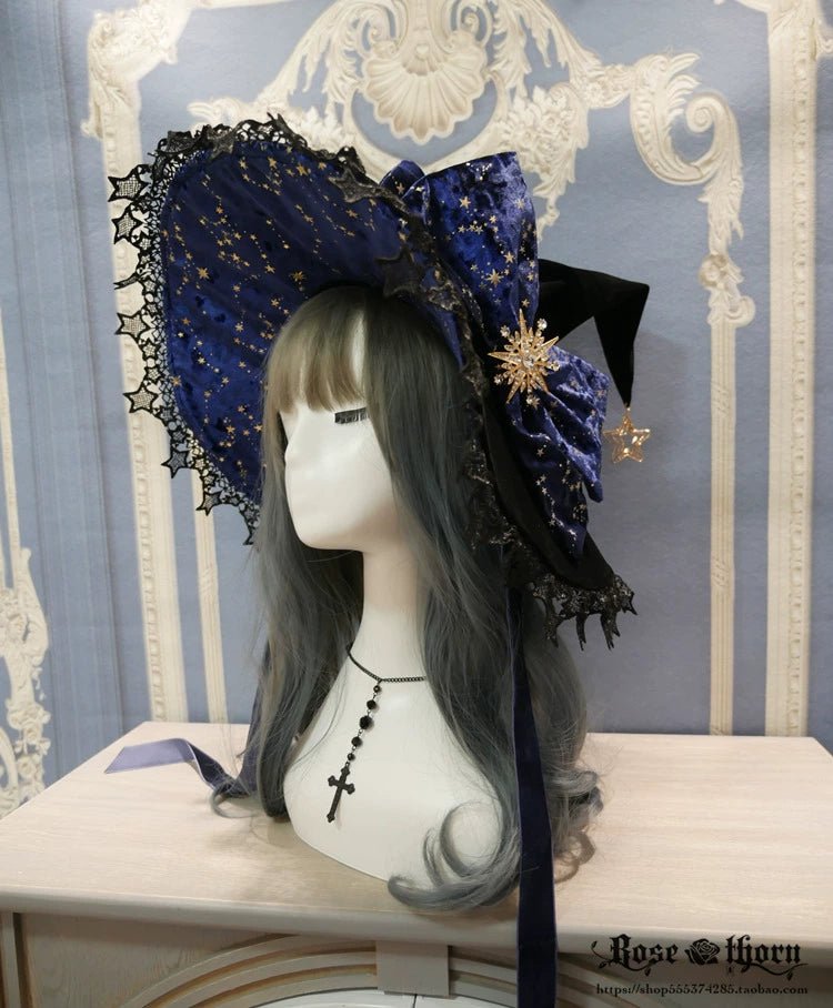 Halloween Dark Gothic 5-color Gilded Rhinestone Gorgeous Witch Hat 21268:351241