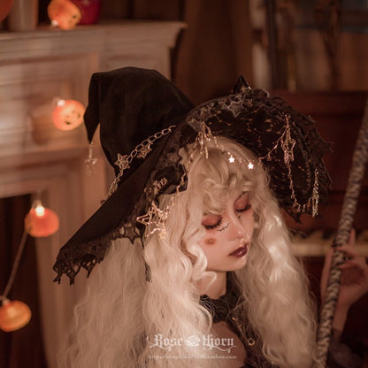 Halloween Dark Gothic 5-color Gilded Rhinestone Gorgeous Witch Hat 21268:351289