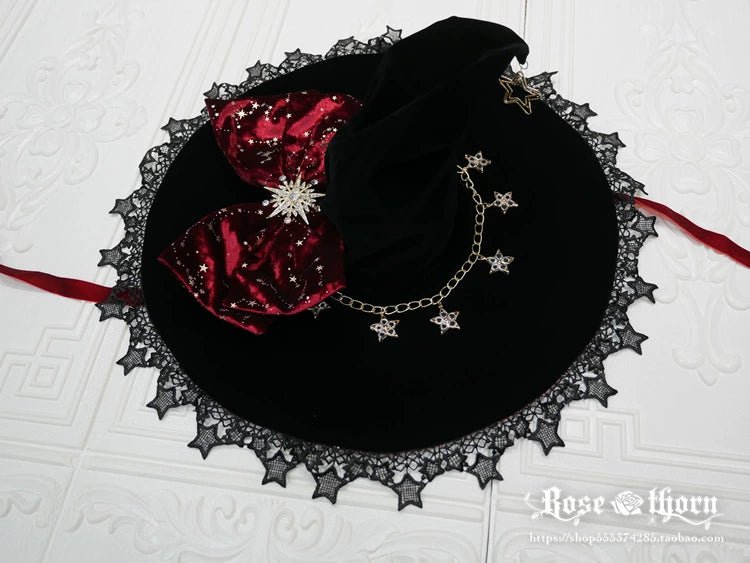 Halloween Dark Gothic 5-color Gilded Rhinestone Gorgeous Witch Hat 21268:351267