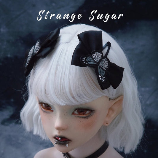 Halloween Dark Gothic Black Embroidered Butterfly Hair Ties Clips - TOY-PLU-134602 - Strange Sugar - 42shops