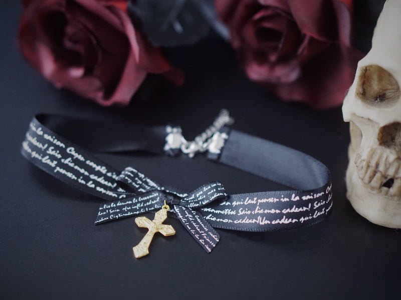 Halloween Dark Gothic Black Lace Cross Choker Necklace - TOY-PLU-138101 - Strange Sugar - 42shops