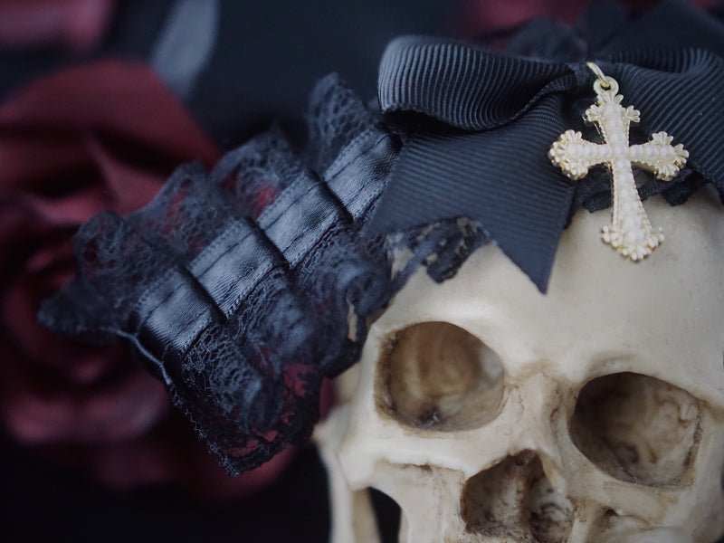 Halloween Dark Gothic Black Lace Cross Choker Necklace - TOY-PLU-138102 - Strange Sugar - 42shops