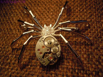Halloween Dark Gothic Gear Insect Silver Spider Brooch - TOY-ACC-62201 - Zhengqipengke - 42shops