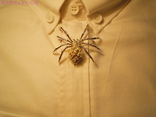 Halloween Dark Gothic Gear Insect Silver Spider Brooch - TOY-ACC-62201 - Zhengqipengke - 42shops