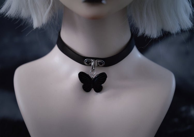 Apatico - Mini Spiked Choker Collar - Black Pvc - Goth Punk 90s Necklace