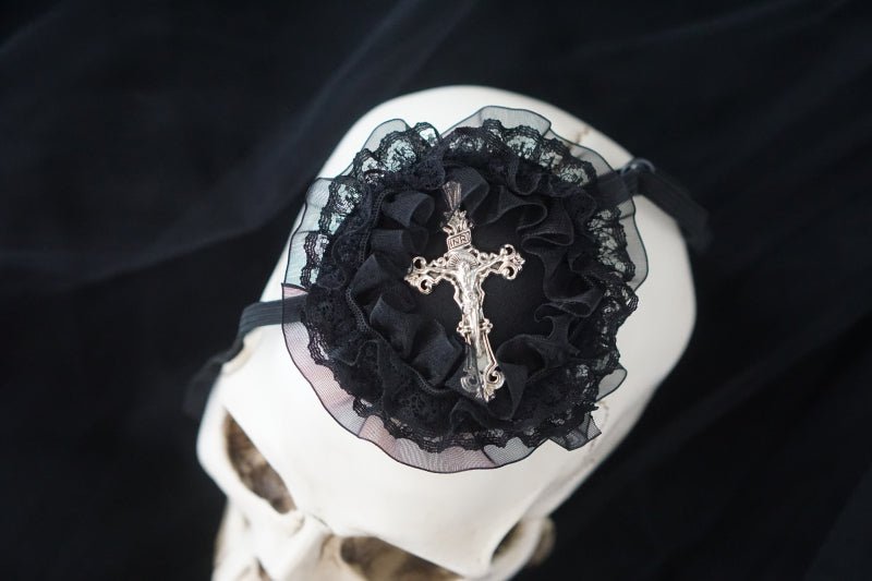 Halloween Dark Gothic Original Handmade Lace Cross Eye Mask - TOY-PLU-135901 - Strange Sugar - 42shops