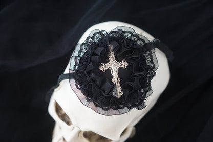 Halloween Dark Gothic Original Handmade Lace Cross Eye Mask 21038:579037