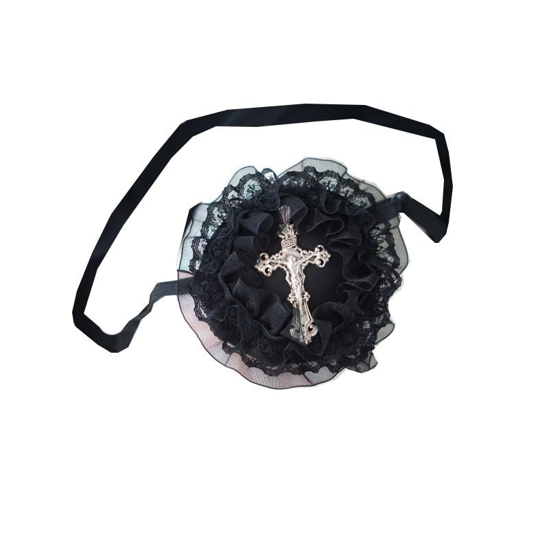 Halloween Dark Gothic Original Handmade Lace Cross Eye Mask - TOY-PLU-135901 - Strange Sugar - 42shops