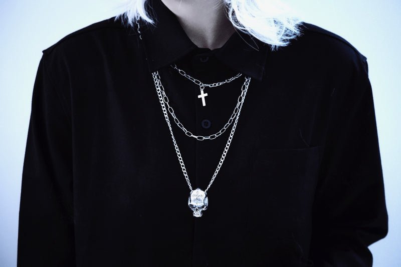 Halloween Dark Gothic Original Handmade Three Layers Skull Necklace - TOY-PLU-137101 - Strange Sugar - 42shops