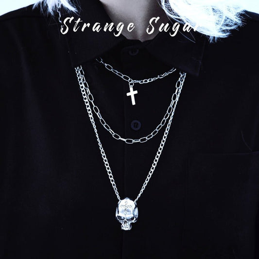 Halloween Dark Gothic Original Handmade Three Layers Skull Necklace - TOY-PLU-137101 - Strange Sugar - 42shops