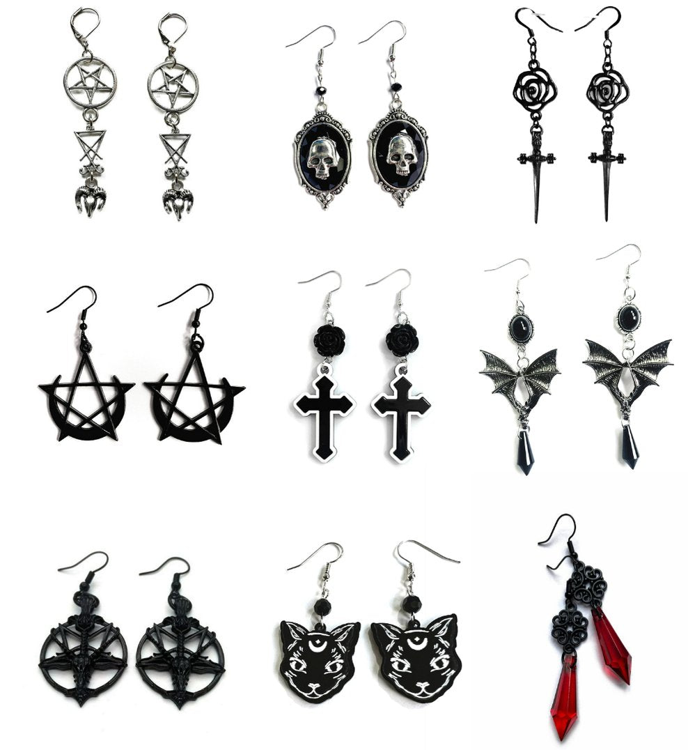 Halloween Dark Gothic Punk Niche Paired with Earrings 21208:623525