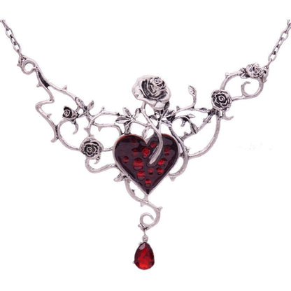 Halloween Dark Gothic Rose Necklace Vine Heart Collar Chain - TOY-ACC-61502 - Meijiayi - 42shops