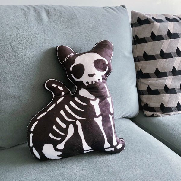 Halloween Irregular Skeleton Frame Cat Dog Retro Cushions skeleton cat  