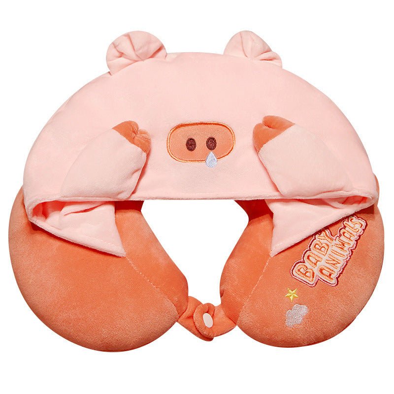 Hooded Animal Plush Travel Neck Pillow - TOY-PLU-28101 - Yangzhoubishiwei - 42shops