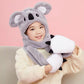 Koala Bear Thickened Hat Gloves Scarf Set For Children gray  