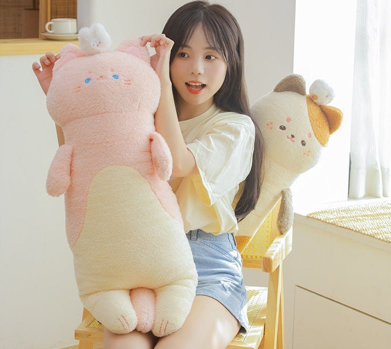 Long Cute Pink Cat Plush Pillow - TOY-PLU-12802 - waiguachupin - 42shops