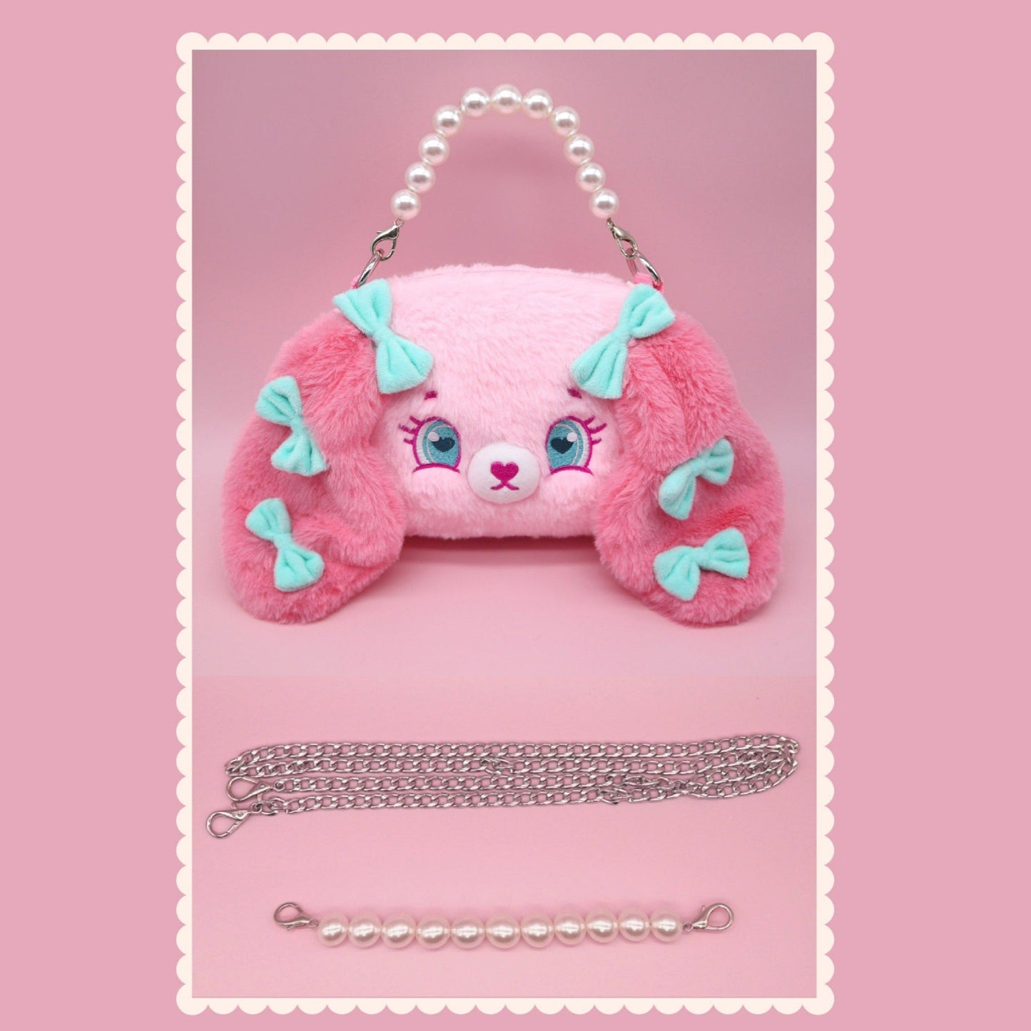 Marshmallow Pink Puppy Bowknot Plush Handbag - TOY-PLU-129601 - Bieretuzi - 42shops
