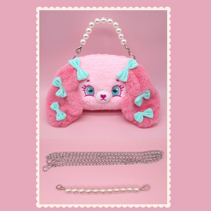 Marshmallow Pink Puppy Bowknot Plush Handbag - TOY-PLU-129601 - Bieretuzi - 42shops