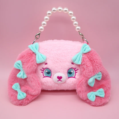 Marshmallow Pink Puppy Bowknot Plush Handbag 17486:622215