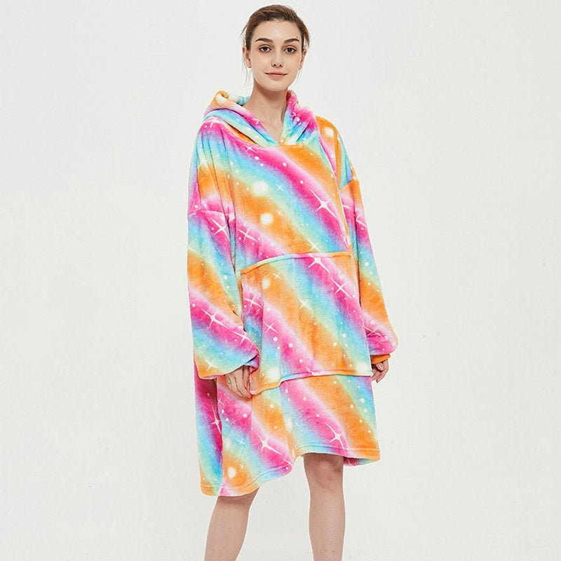 Oversized Thickened Velvet Blanket Hoodies rainbow-5  