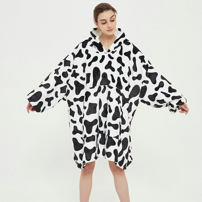 Oversized Thickened Velvet Blanket Hoodies cow  