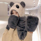 Panda Plush Warm Thickened One Piece Hat Gloves Scarf gray  