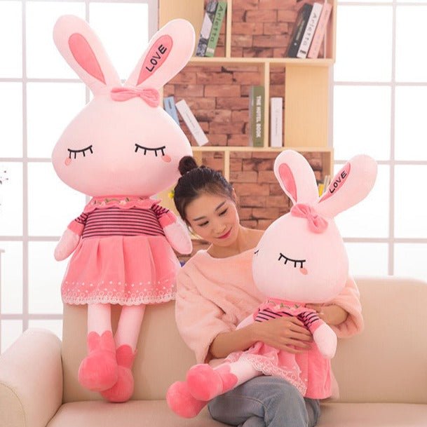 Pink Bunny Rabbit Plushie Stuffed Doll In Dress - TOY-PLU-61301 - Gongjulipin - 42shops