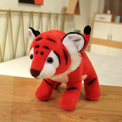 Realistic Tiger Stuffed Animal Hand-painted Plush Toy red 24 cm/9.4 inches 