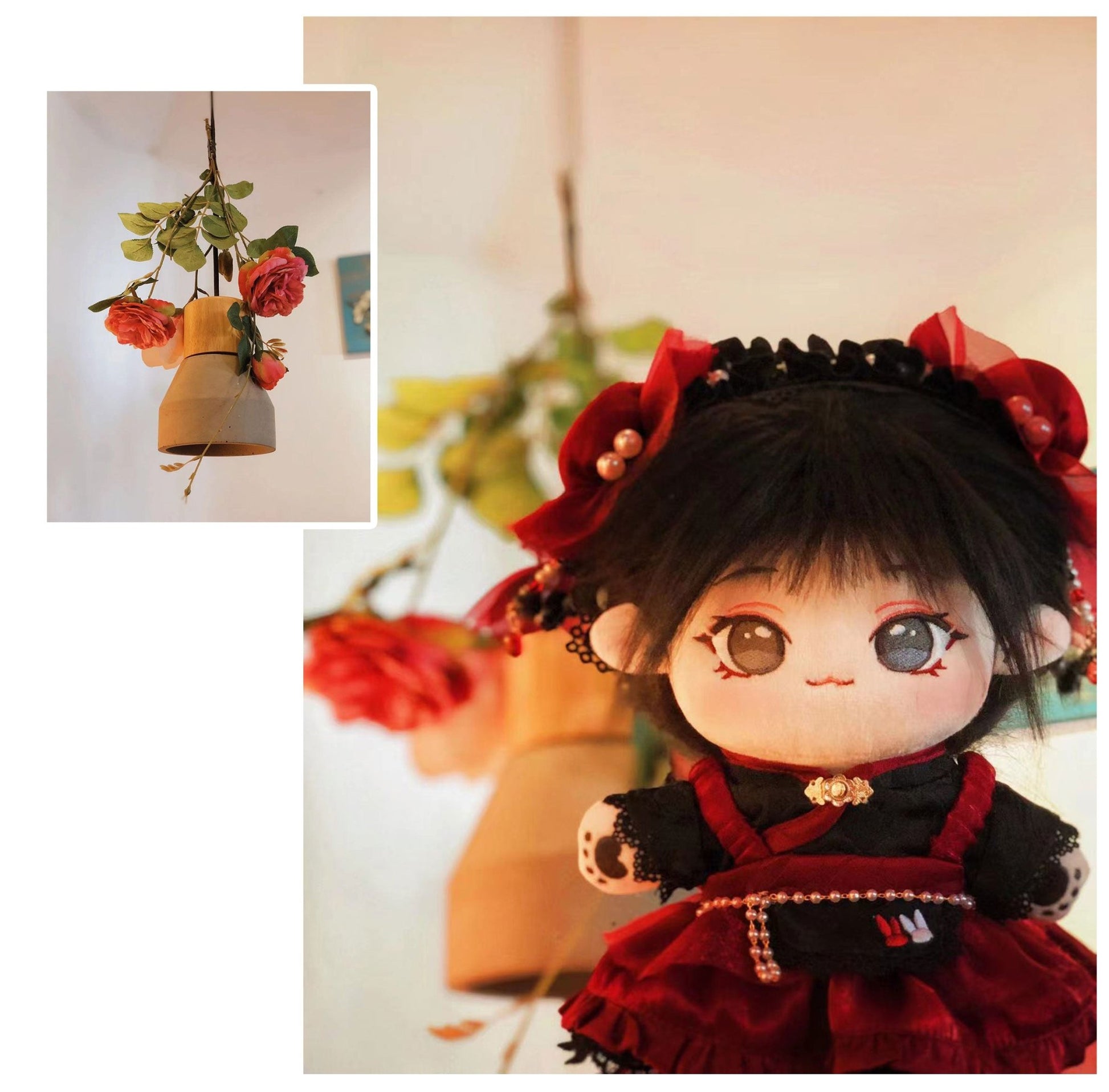 Red White Cotton Doll Clothes Dress Outfit - TOY-PLU-50301 - Guoguoyinghua - 42shops