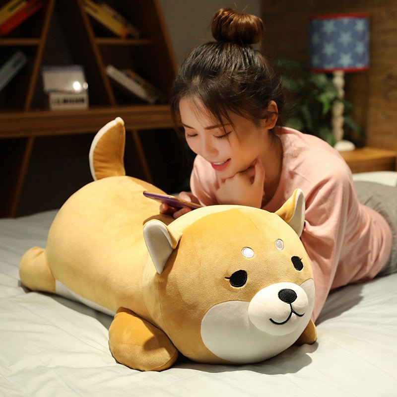 Shiba Inu Plush Stuffed Dog Plush Toy Cushion orange round eyes 35cm(without zipper) 