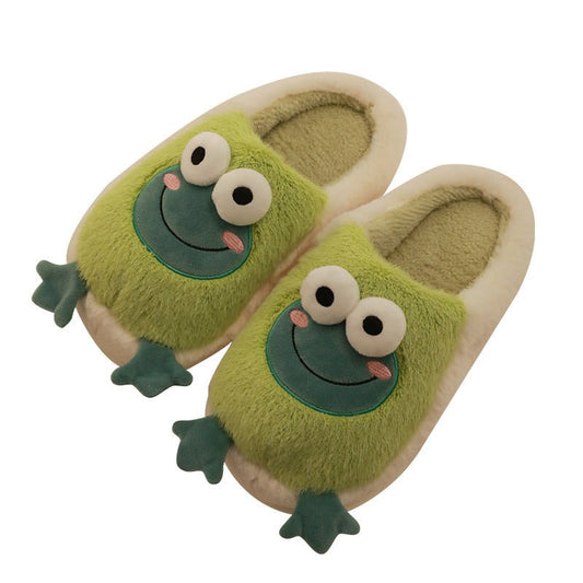 Smile Frog Plush Slippers   