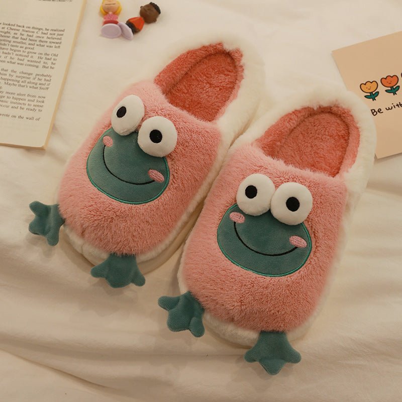 Smile Frog Plush Slippers pink 36-37 