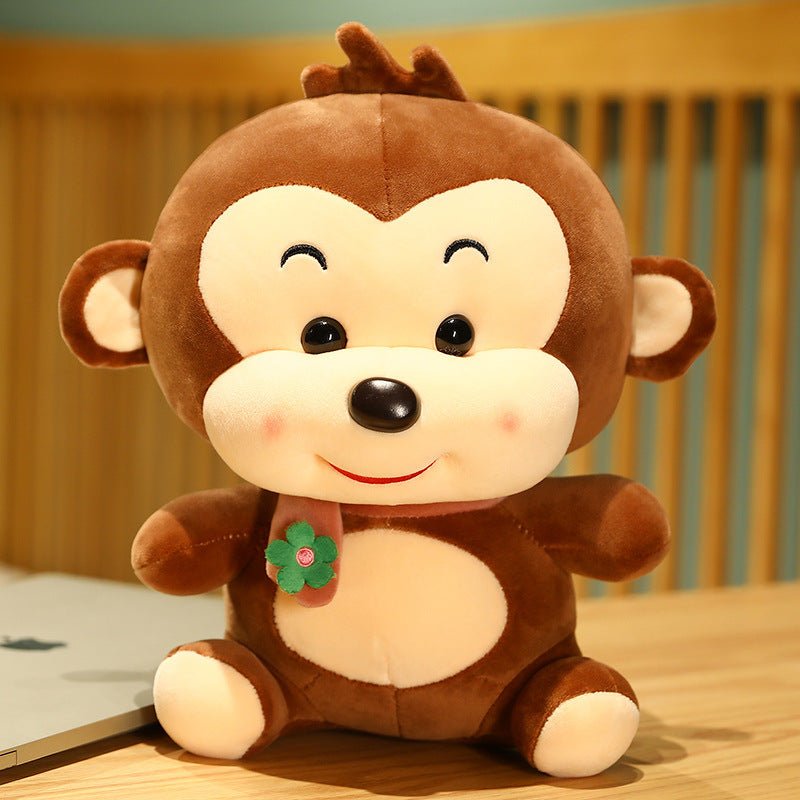 Soft Pink Green Brown Sunshine Scarf Monkey Plush Toy - TOY-PLU-71809 - Yangzhou burongfang - 42shops
