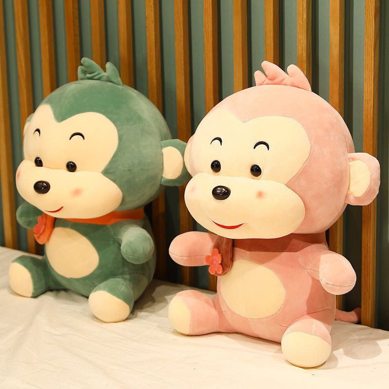 Soft Pink Green Brown Sunshine Scarf Monkey Plush Toy - TOY-PLU-71801 - Yangzhou burongfang - 42shops