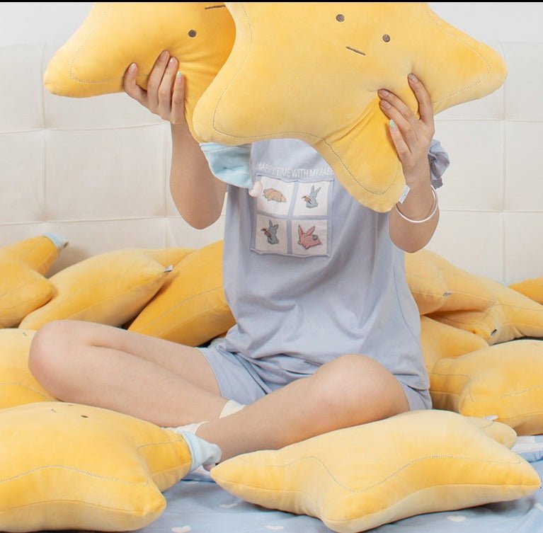 Soft Yellow Star Plush Pillow   
